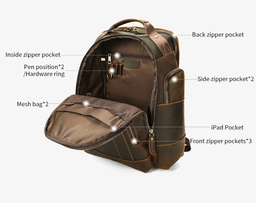 Cowhide Leather Backpack