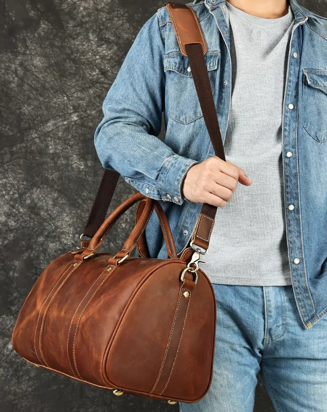 Small Cowhide Leather Duffle 36cm x 22cm x 23cm
