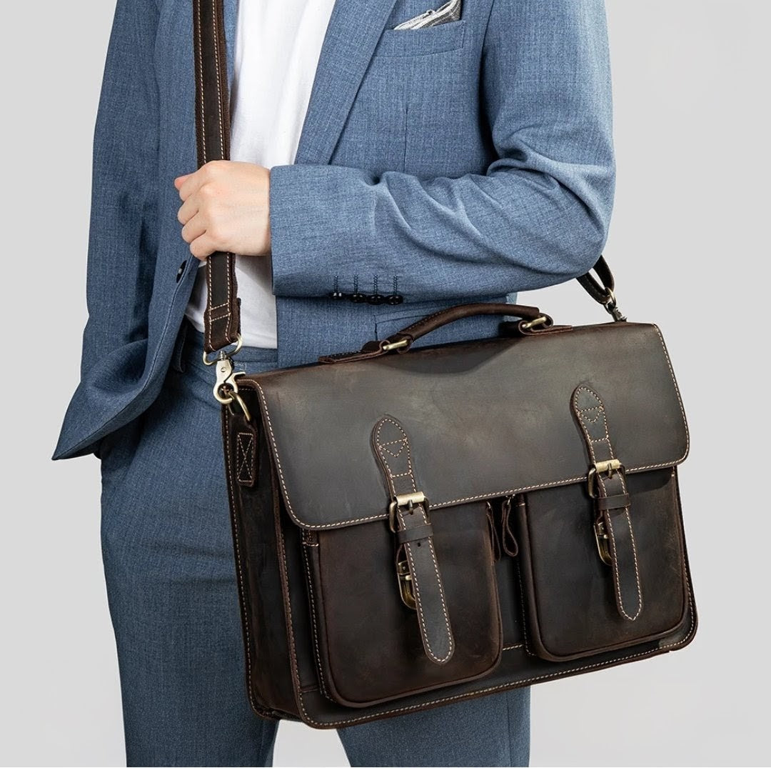Messenger bag/ Briefcase Crazy Horse Leather