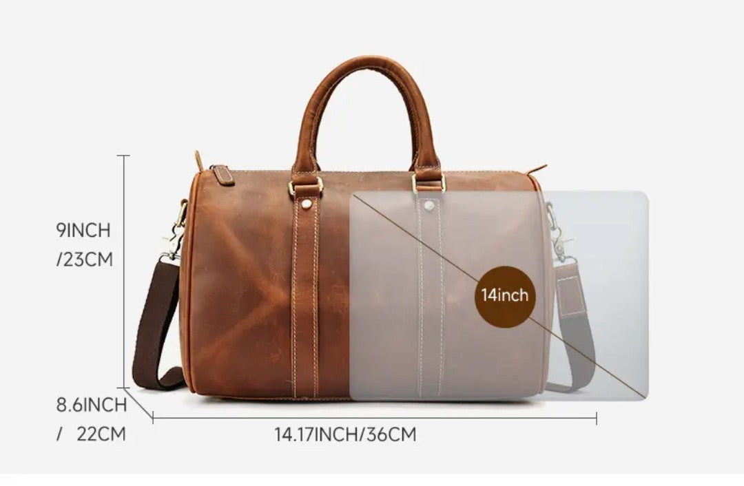 Small Cowhide Leather Duffle 36cm x 22cm x 23cm