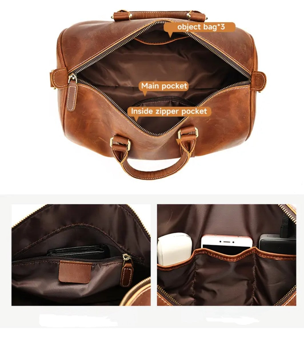 Small Cowhide Leather Duffle 36cm x 22cm x 23cm