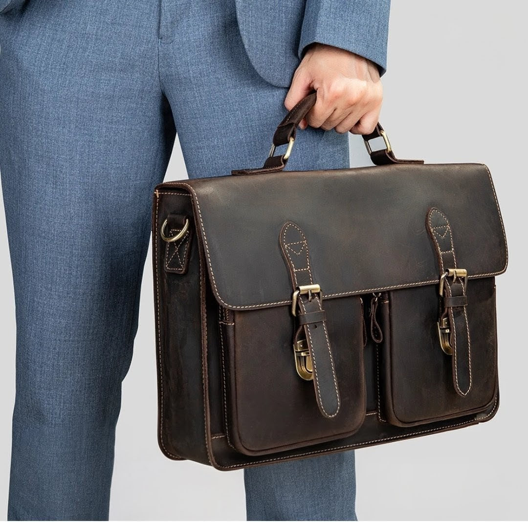 Messenger bag/ Briefcase Crazy Horse Leather