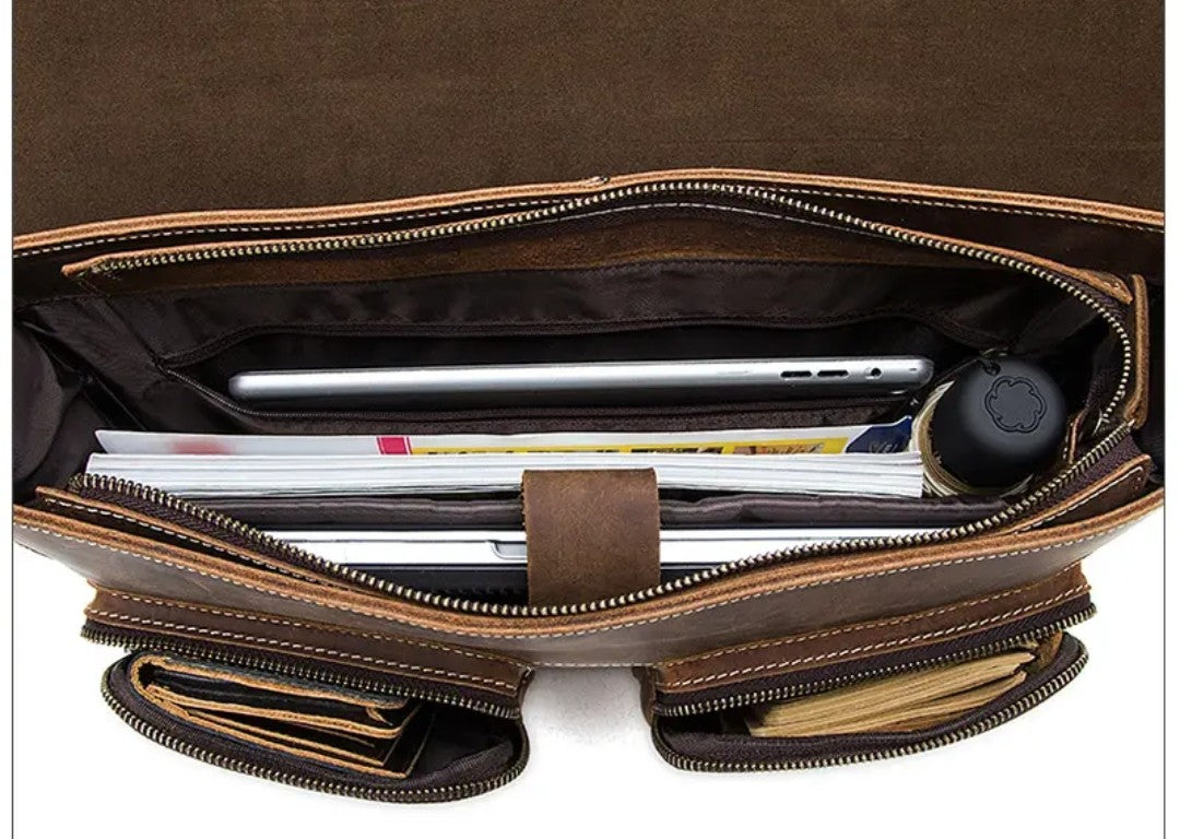 Messenger bag/ Briefcase Crazy Horse Leather