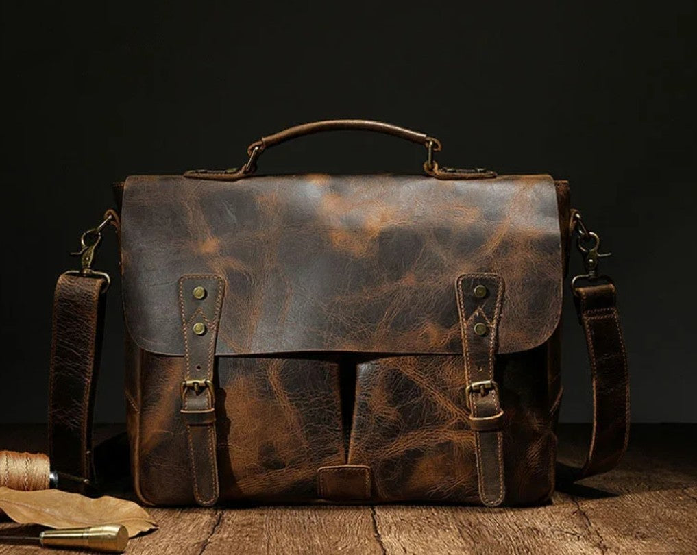 Vintage Cowhide Leather Messenger/Briefcase